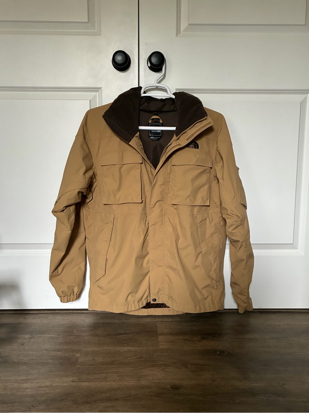 The North Face Men's Caramel Tan Field Jacket with Dark Brown Collar